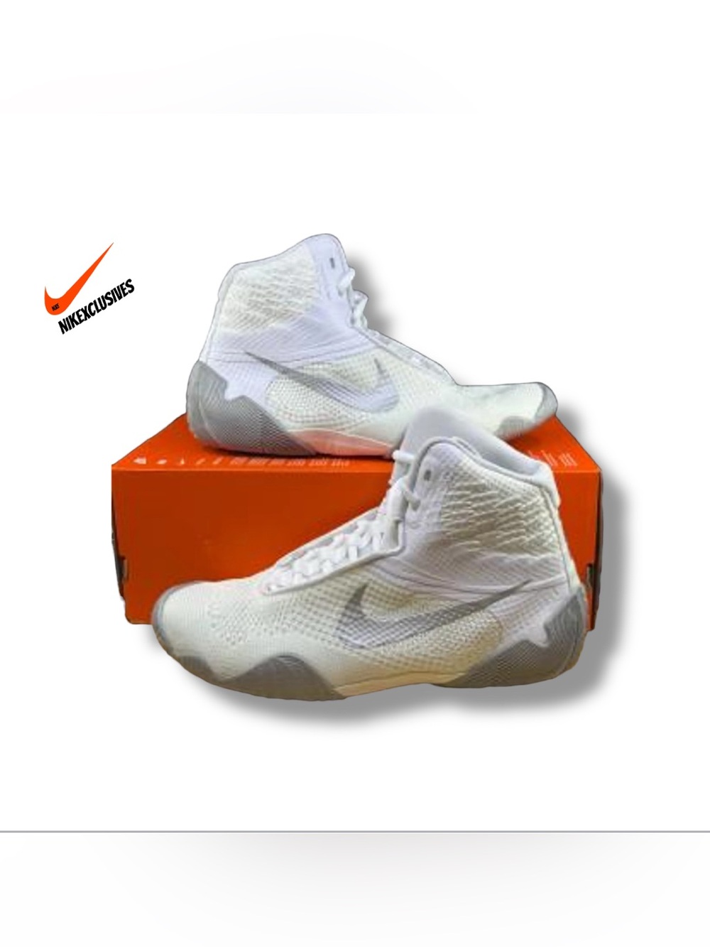 Nike Tawa Flyknit Men’s white silver Wrestling Shoes CI2952 size 8 NEW
